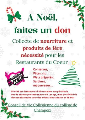 Vendredi 12 décembre, collecte pour les Restos du Coeur : "on compte sur vous".